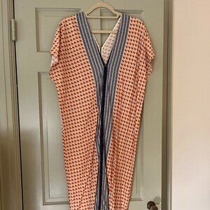 Corey Lynn Calter Orange and Blue printed belted Kaftan